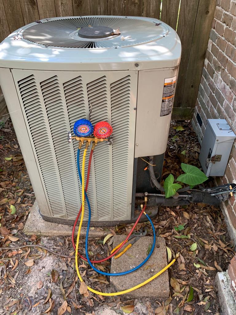 outdoor condenser unit service for a Cypress Station home